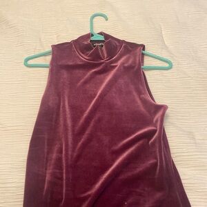 Express purple velvet sleeveless mock neck top